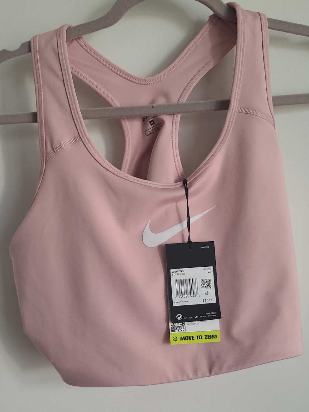 Nike Pink Racerback Sports Bra with White Swoosh